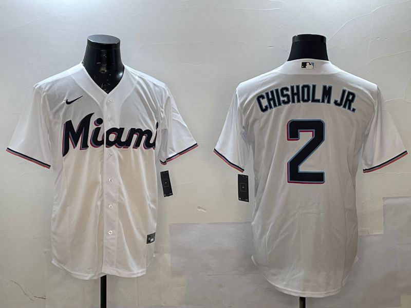 Men Miami Marlins #2 Chisholm jr White Game 2025 Nike MLB Jersey style 5->miami marlins->MLB Jersey